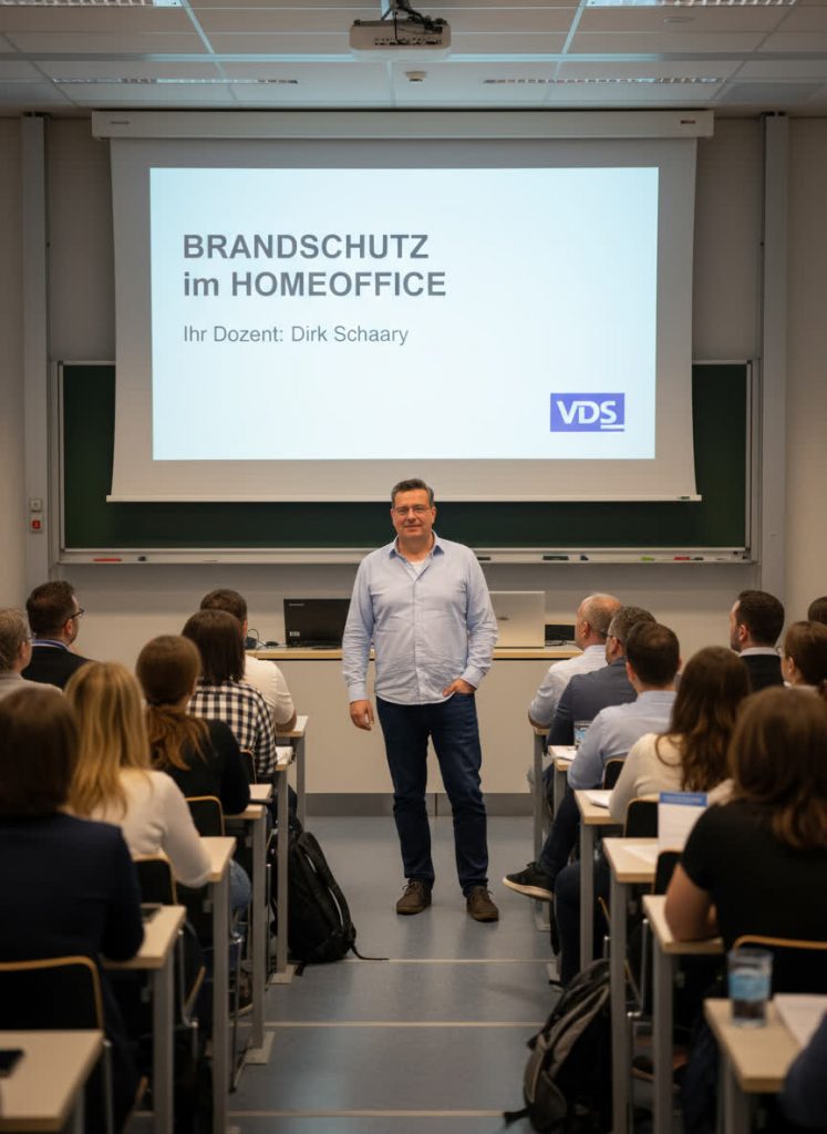 Brandschutz Experte Dirk Schaary im Seminarsaal bei einer professionellen Brandschutz-Schulung